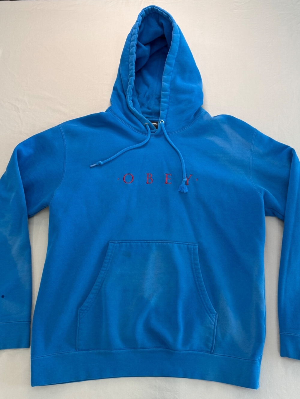OBEY Worldwide Blue Hoodie Men’s L Royal Blue Embroidered Logo Streetwear Skater